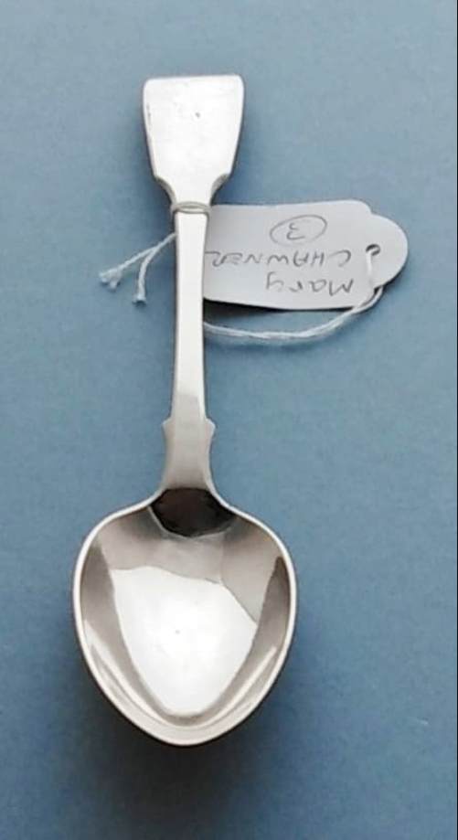 3. 1840 Mary Chawner Sterling Silver Fiddle Back Spoon